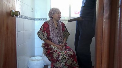 A horny Turkish muslim cuckold wife has bang-out in public toilet with american soldier