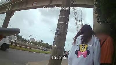Horn challenge! shy cuckold entering the cafe with black man as boyfriends and the cuckold on the side. subtitled big black cock